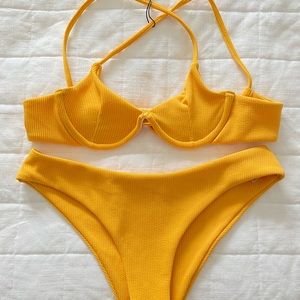 Yellow two piece swimsuit